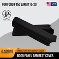 Door Panel Armrest for Ford F150 Lariat (2015–2020) PVC Carbon Red Stitch