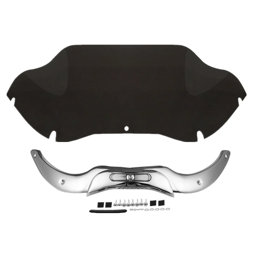 9.5" Windshield Windscreen & Chrome Trim for Harley Touring Road Glide (2004–2013)
