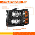 Carbon Fiber Housing Headlights for Chevy Silverado 1500 2500HD 3500 (2007–2014)