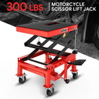 Hydraulic Scissor Lift Jack for Motorcycle (13.5"-34", 300lbs Capacity)