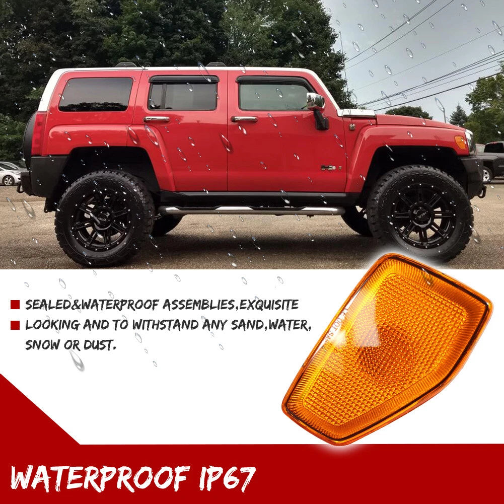 Set of 2 Amber Lens Front Fender Side Marker Lights for Hummer H3 (2005–2010)