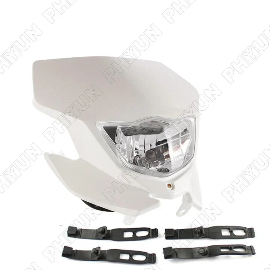 White Face Motorcycle Headlight Kit 12V H4 Bulb for Dirt Bike