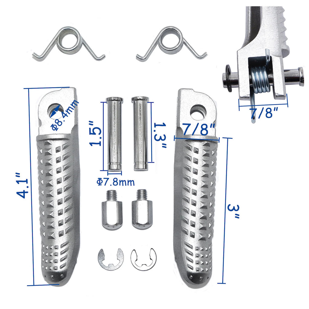 Silver Foot Pegs Footrest for BMW S1000RR (2015–2017)