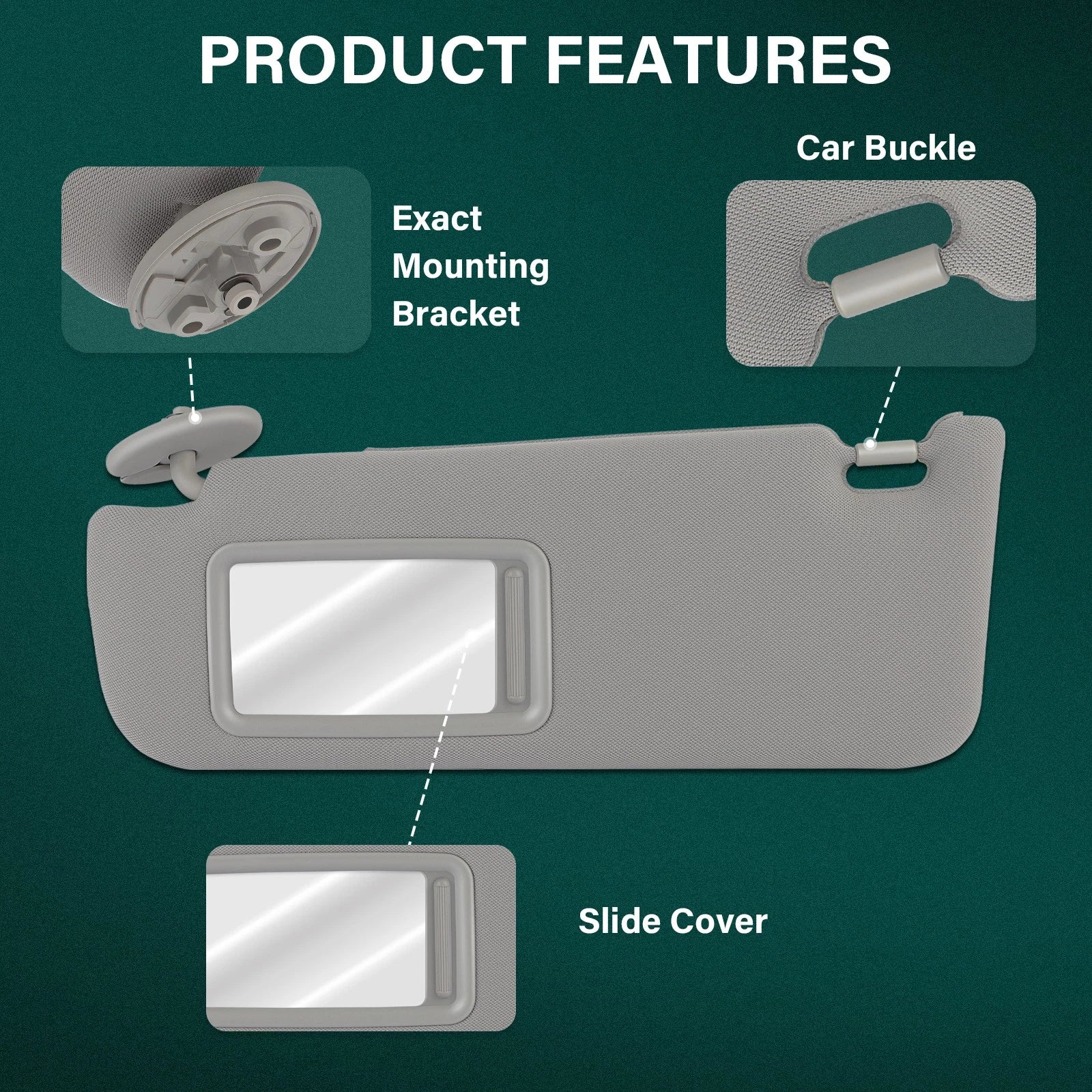 Driver Side Sun Visor for Toyota Camry (2012–2017)