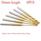 6PCS HSS Tiny Drill Bits 0.8mm 1.5mm 2.0mm for Wood Engraving