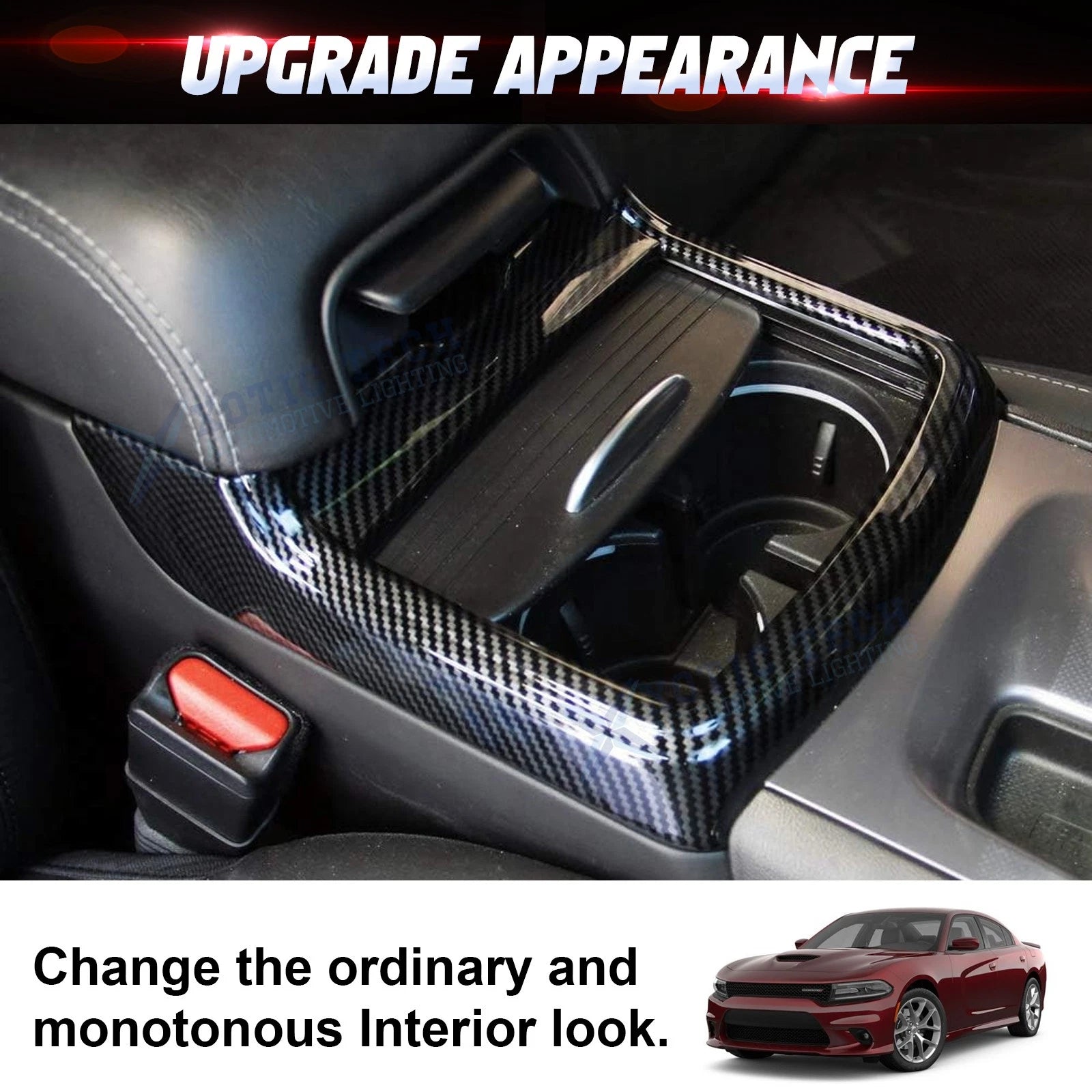 Carbon Fiber Black Central Cup Holder Frame Trim for Dodge Charger (2011-2023)