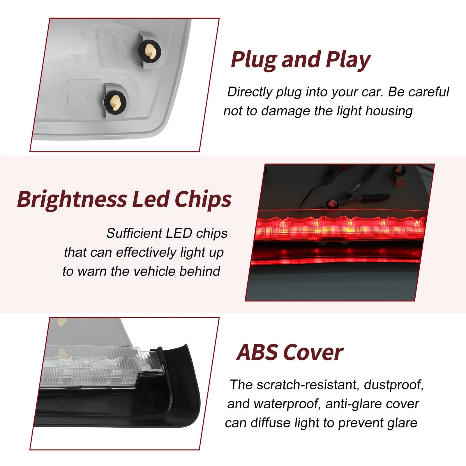 Red High Mounted LED Third Brake Light for BMW 3 Series (2012–2019) No.7259855