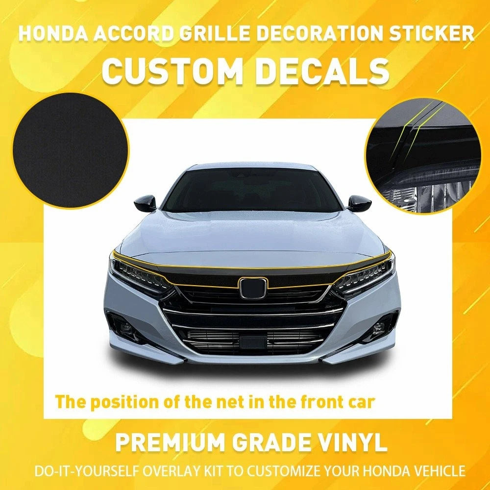 Front Grille Chrome Delete Blackout Vinyl Trim for Honda Accord (2021-2022)