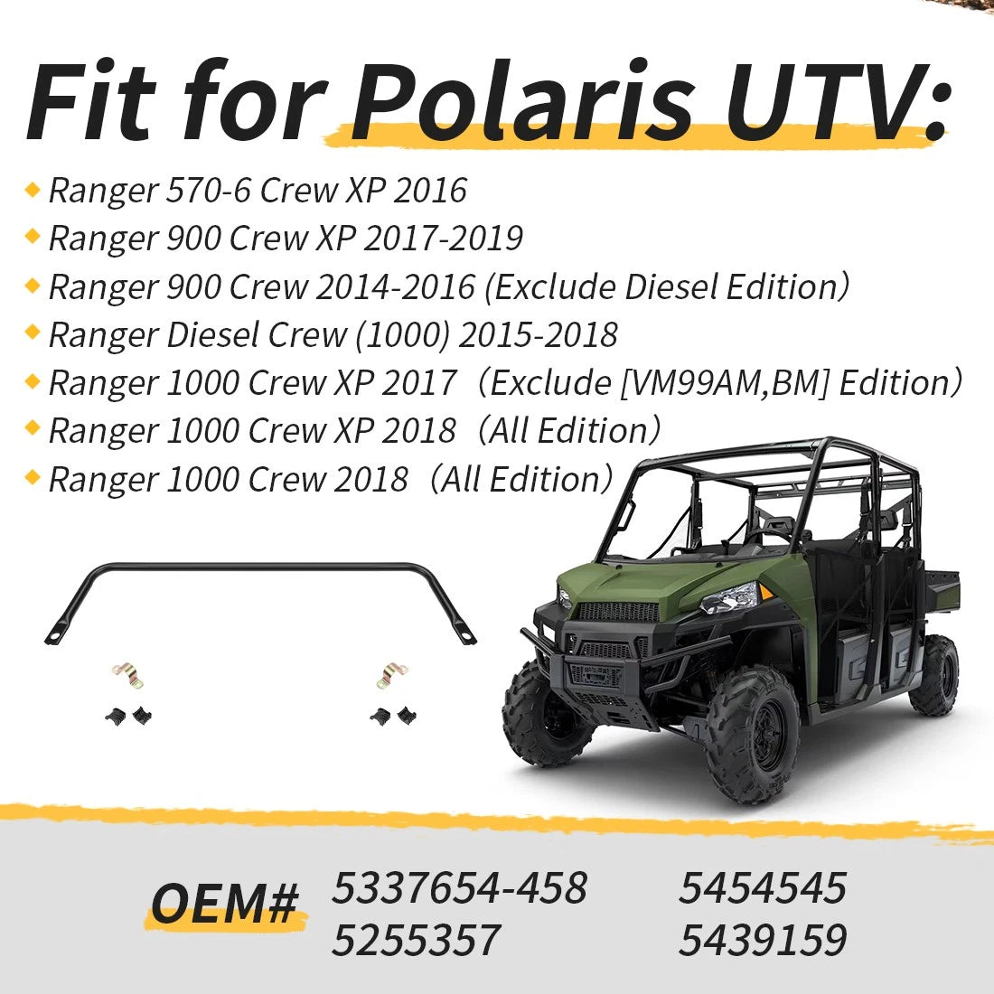 Rear Stabilizer Tube & Bushing Bracket for Polaris Ranger Crew Diesel (2017–2021)