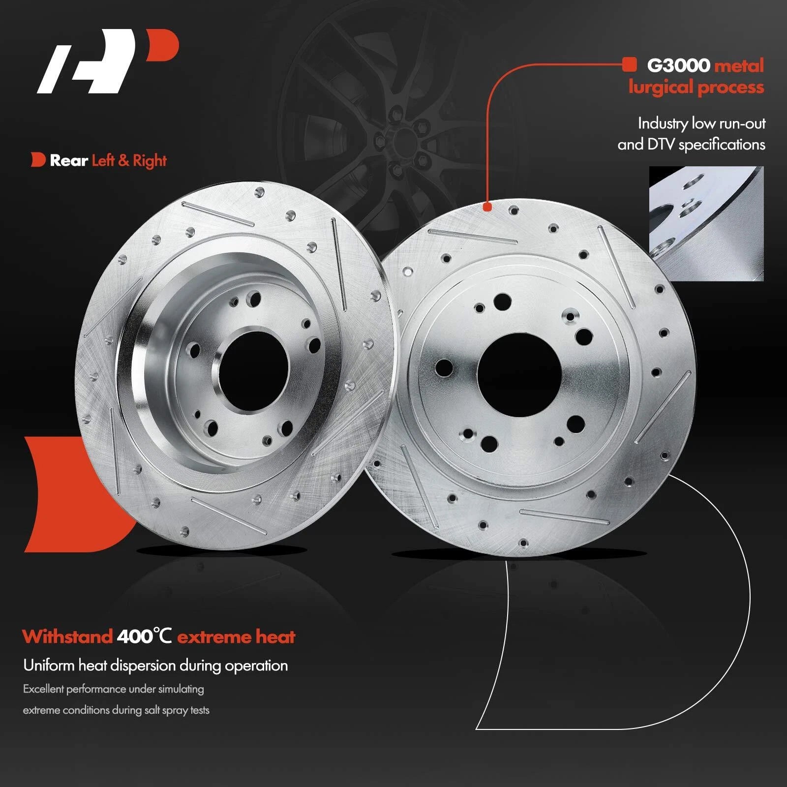 Drilled Brake Rotors for Honda Accord (2006–2012) Acura TSX (2004–2008)