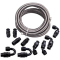 AN6 -6AN 20FT PTFE Stainless Steel Braided Fuel Line & Hose End Fitting Kit