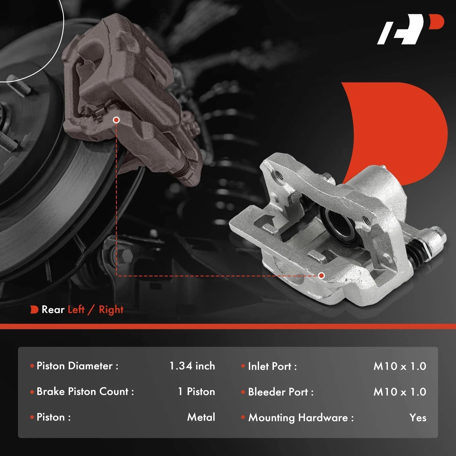 Rear RH Brake Caliper with Bracket for Hyundai Sonata (2006–2008) Kia Optima (2006–2008)