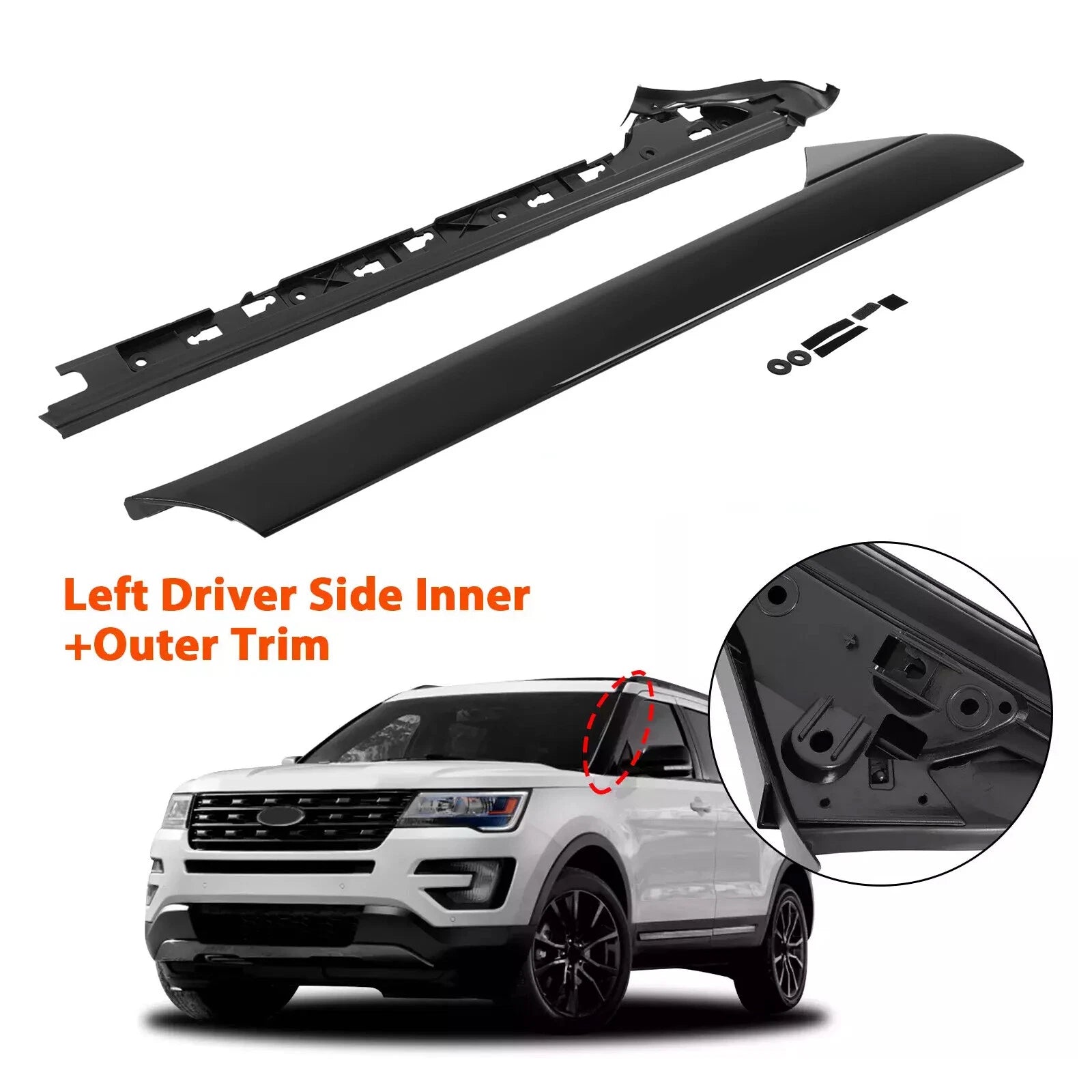 Left Side Windshield A-Pillar Molding Trim for Ford Explorer (2011–2019)