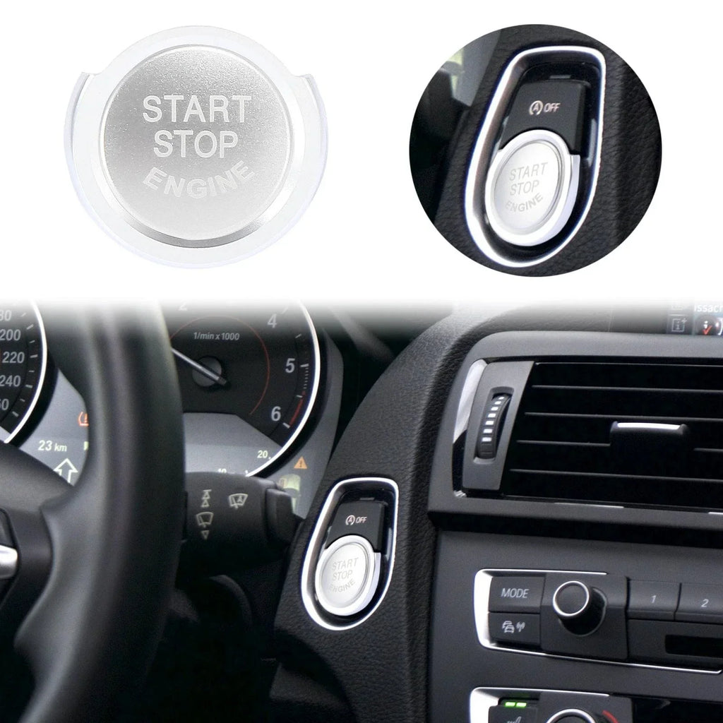 Start Stop Button Cap with Ring Kit for BMW 1 Series X1 X2 3 4 Series Silver Tone
