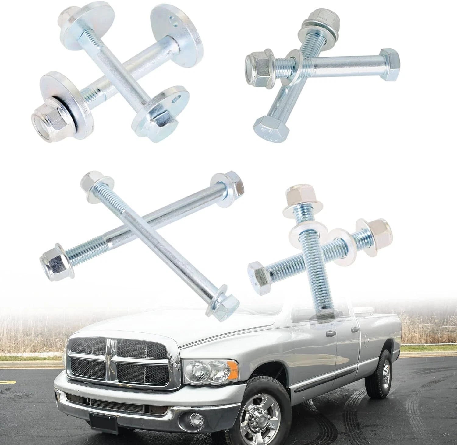 Set of 4 Front Control Arms Cam Bolts & Hardware Kit for Dodge Ram 1500 2500 3500