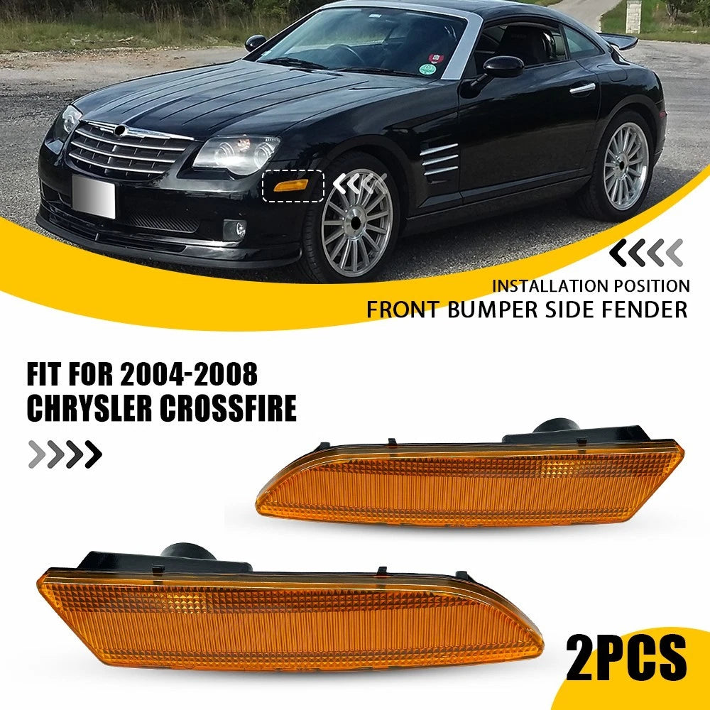 Amber Front Bumper Side Marker Reflector Lights for Chrysler Crossfire (2004–2008)