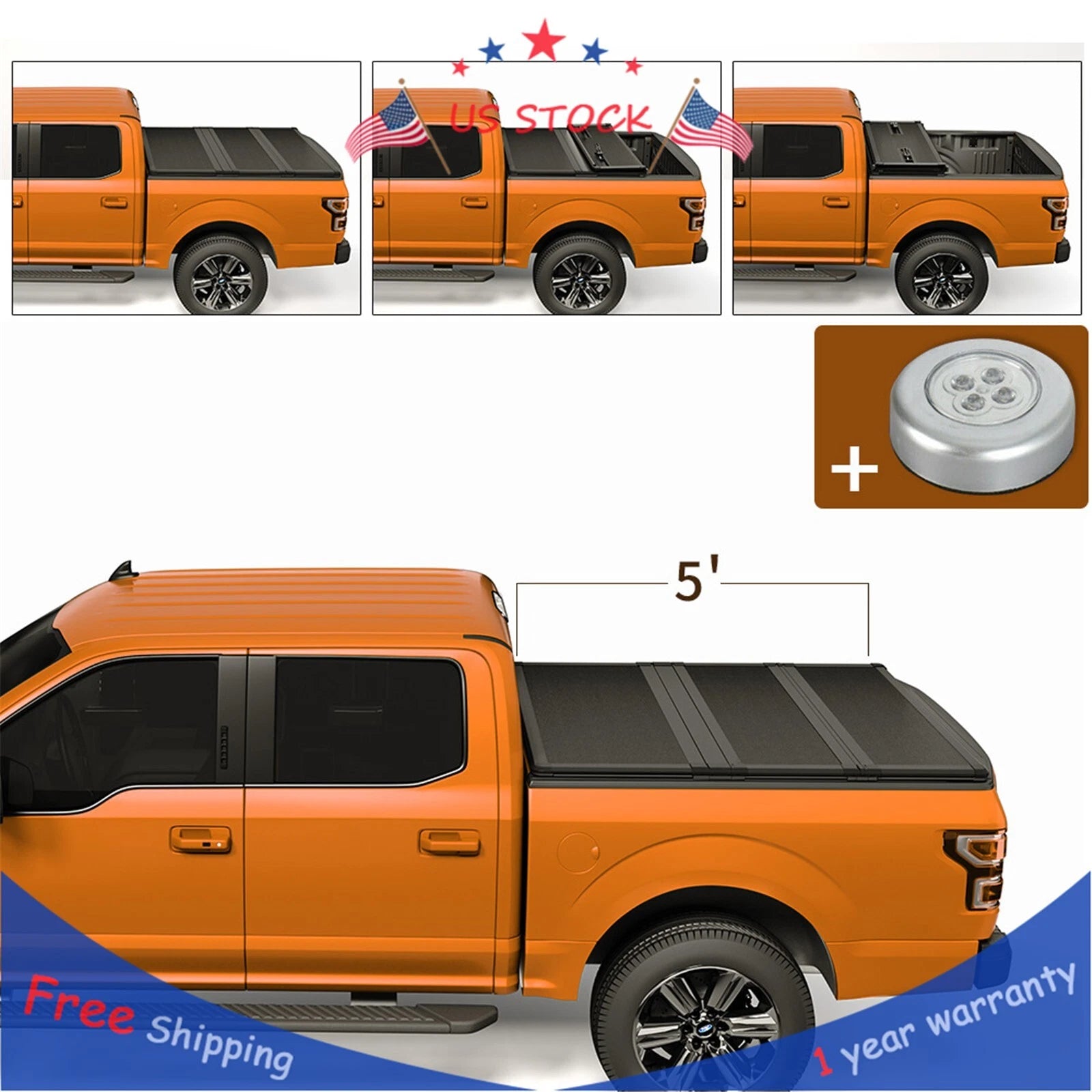Hard Tri-Fold Tonneau Cover for Nissan Frontier (2005–2022) 5FT Short Bed