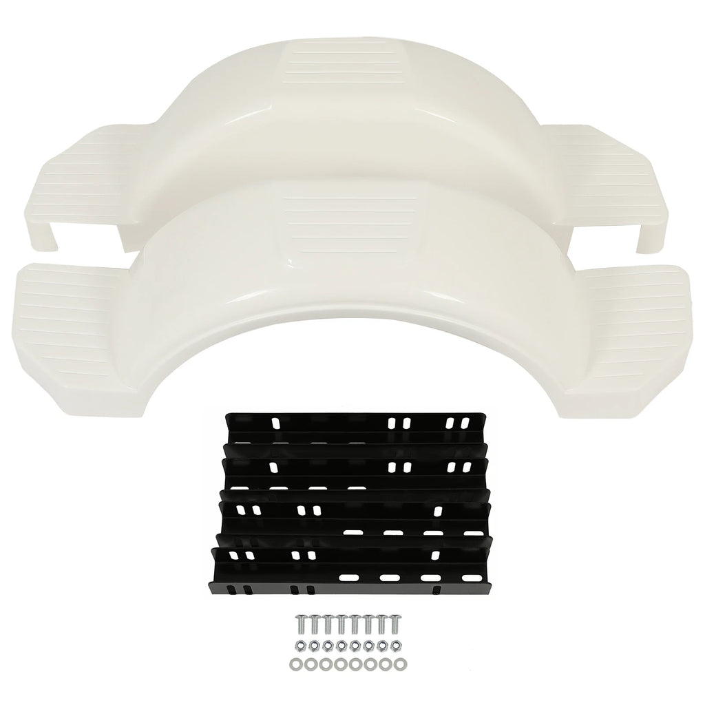 Set of 2 White Single Axle Trailer Fenders for 13" Wheels (Fits )