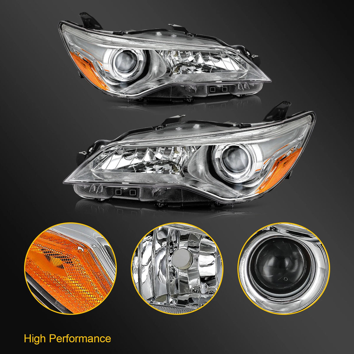 Headlight Assembly Set for Toyota Camry (2015–2017) Chrome Left + Right