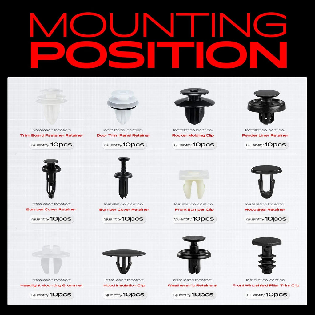 Fender Splash Shield Retainer Moulding Clip Kit for Toyota Matrix (2009-2013)