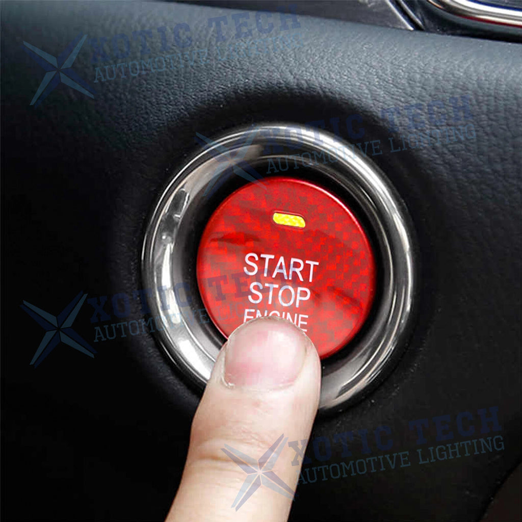 Carbon Fiber Red Engine Start Stop Button Cover for Mazda CX-3 CX-5 MX-5 (2016-2021)