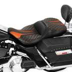 Driver Passenger Seat for Harley Electra Glide FLHT (1997–2007) Black Orange