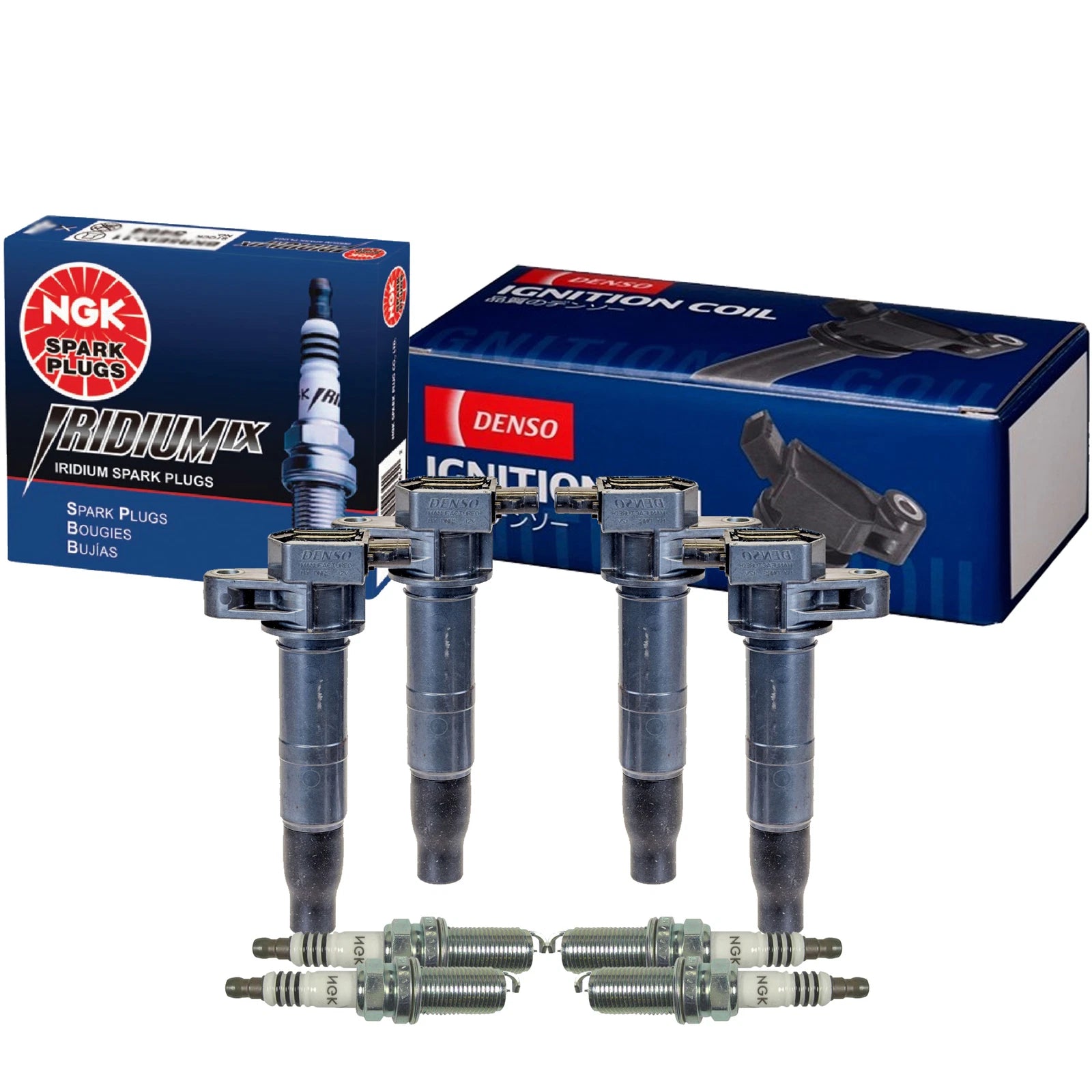 Set of 4 Denso COP Ignition Coils & NGK IridiumIX Spark Plugs for Optima Rondo
