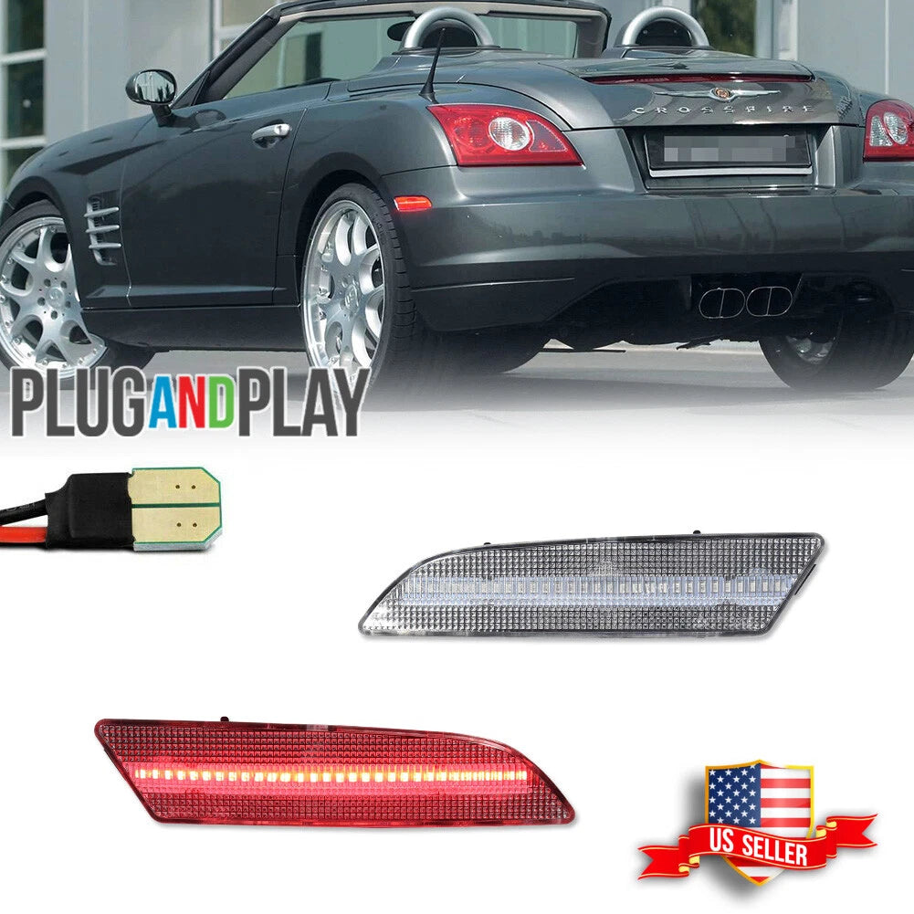 2X LED Clear Lens Rear Side Marker Lights for Chrysler Crossfire (2004–2008)