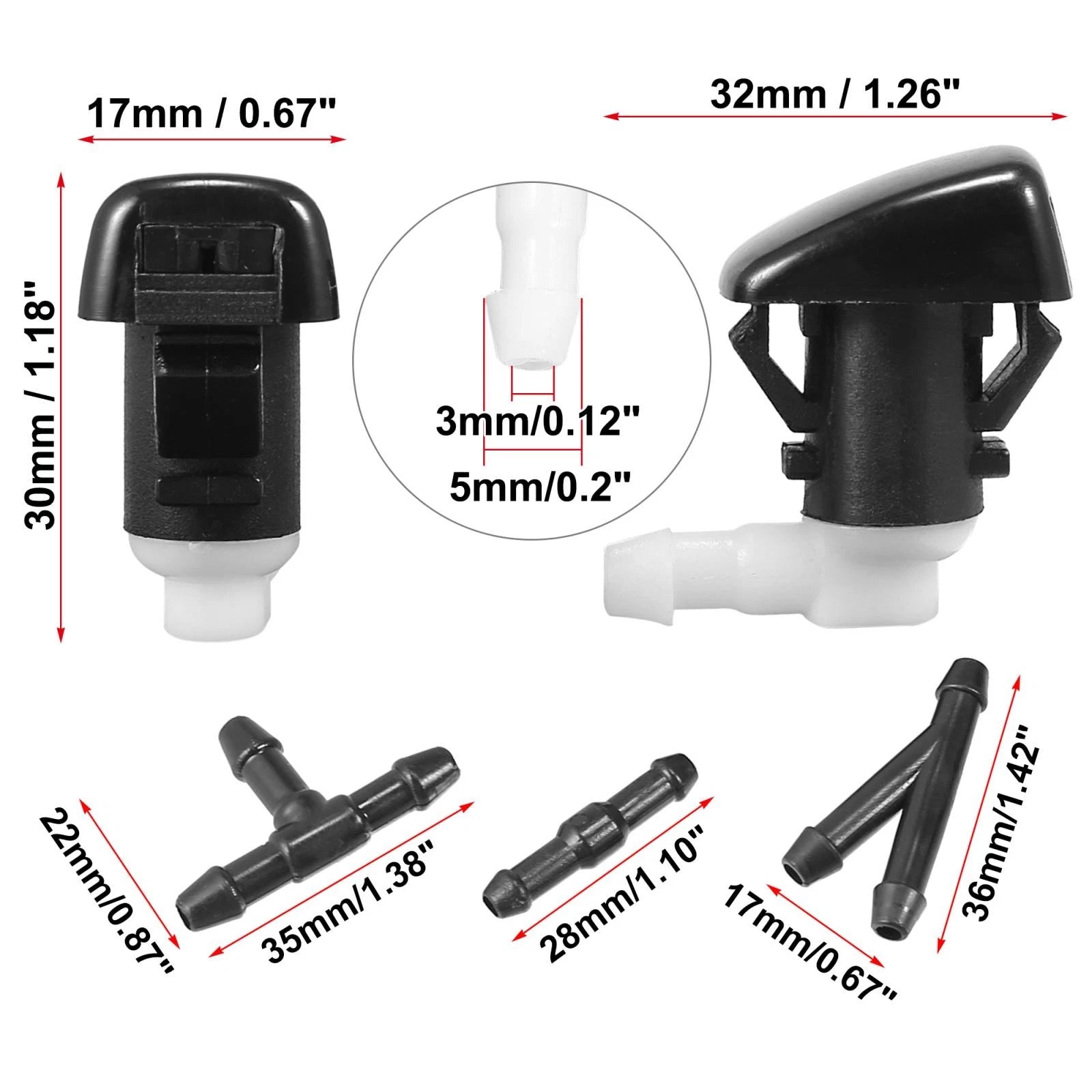 Set of 4 Front Windshield Washer Nozzles for Dodge Durango (68269108AA)