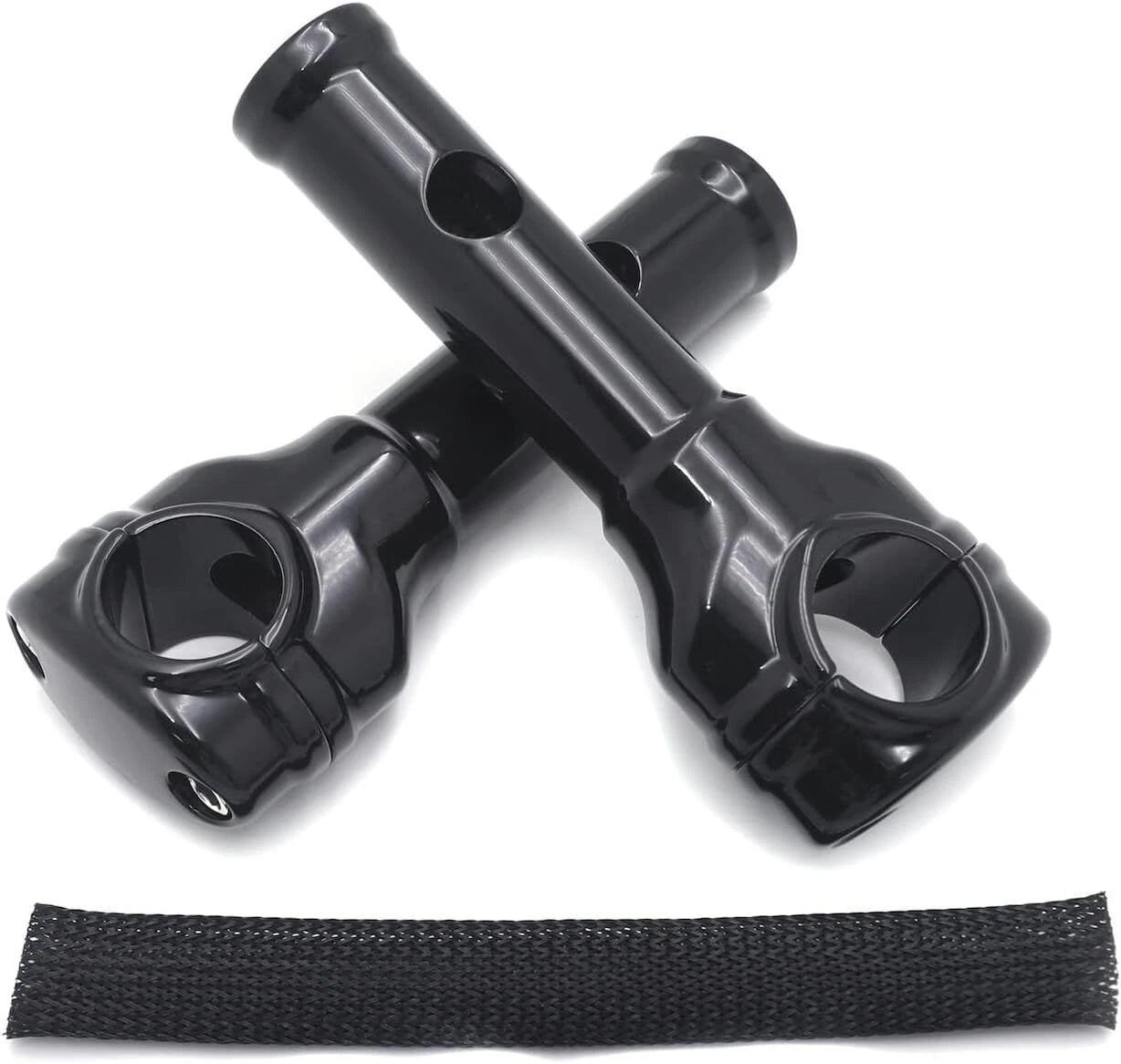 Black 6" Risers 1.25" Handlebar Top Clamps for Harley Softail (2018–2023)
