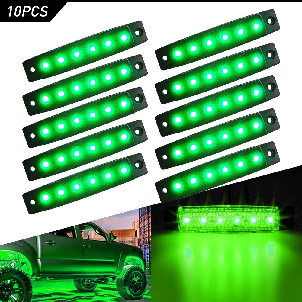 10x LED Green 3.8" Smoked Marker Lights for Car Truck Boat Trailer