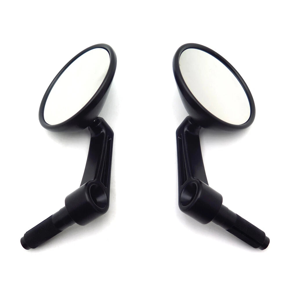 1 Pair Black Round Bar End Rearview Side Mirror for Cafe Racer