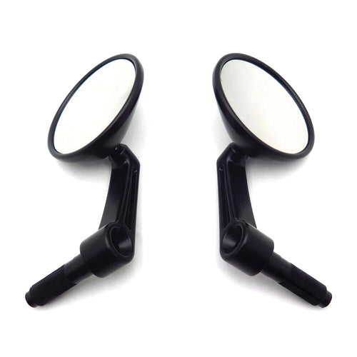 1 Pair Black Round Bar End Rearview Side Mirror for Cafe Racer