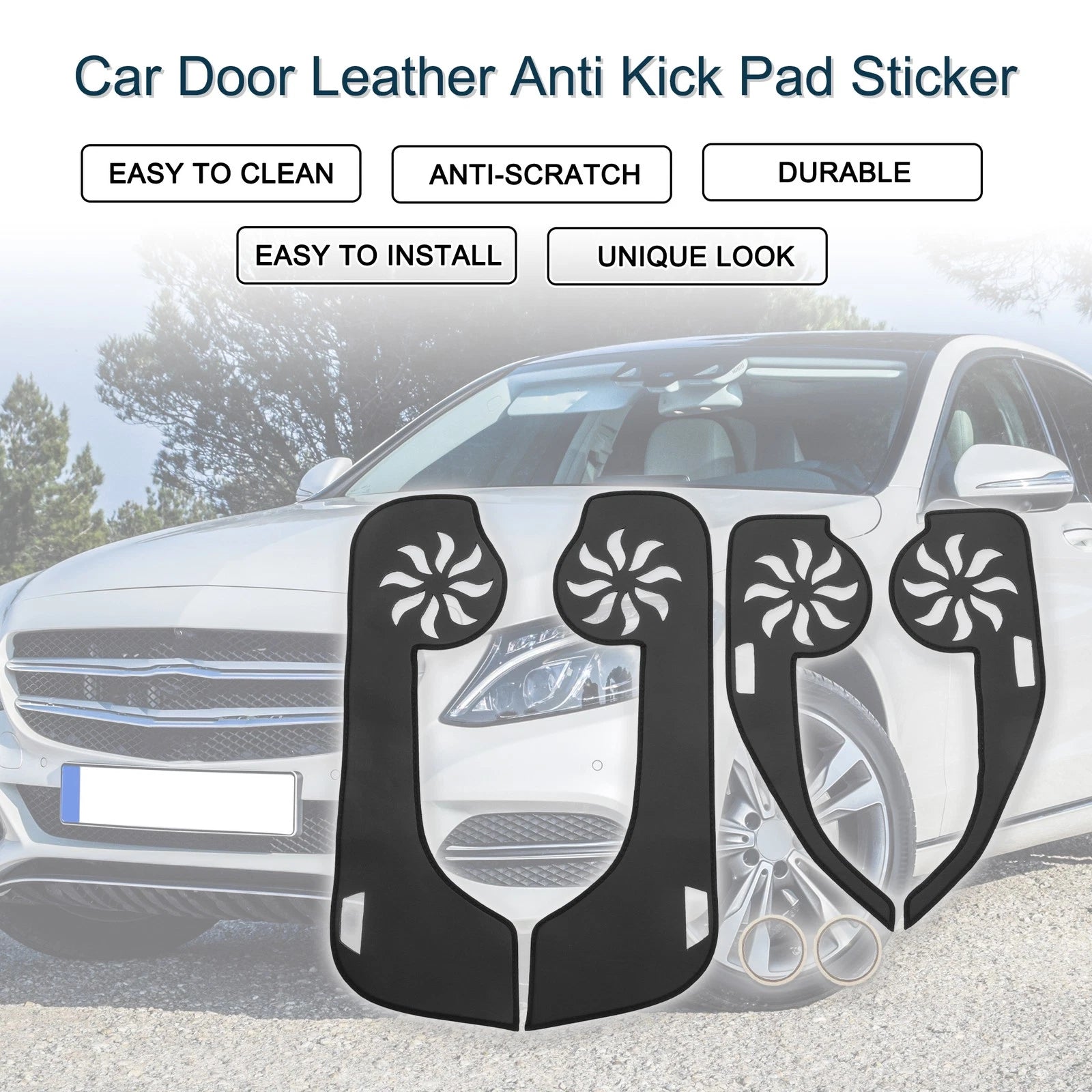 Set of 4 Car Door Leather Anti Kick Pad Stickers for Mercedes-Benz C Class (2011)