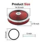 14" Round High Flow Washable Air Cleaner with Chrome Lid for SBC BBC