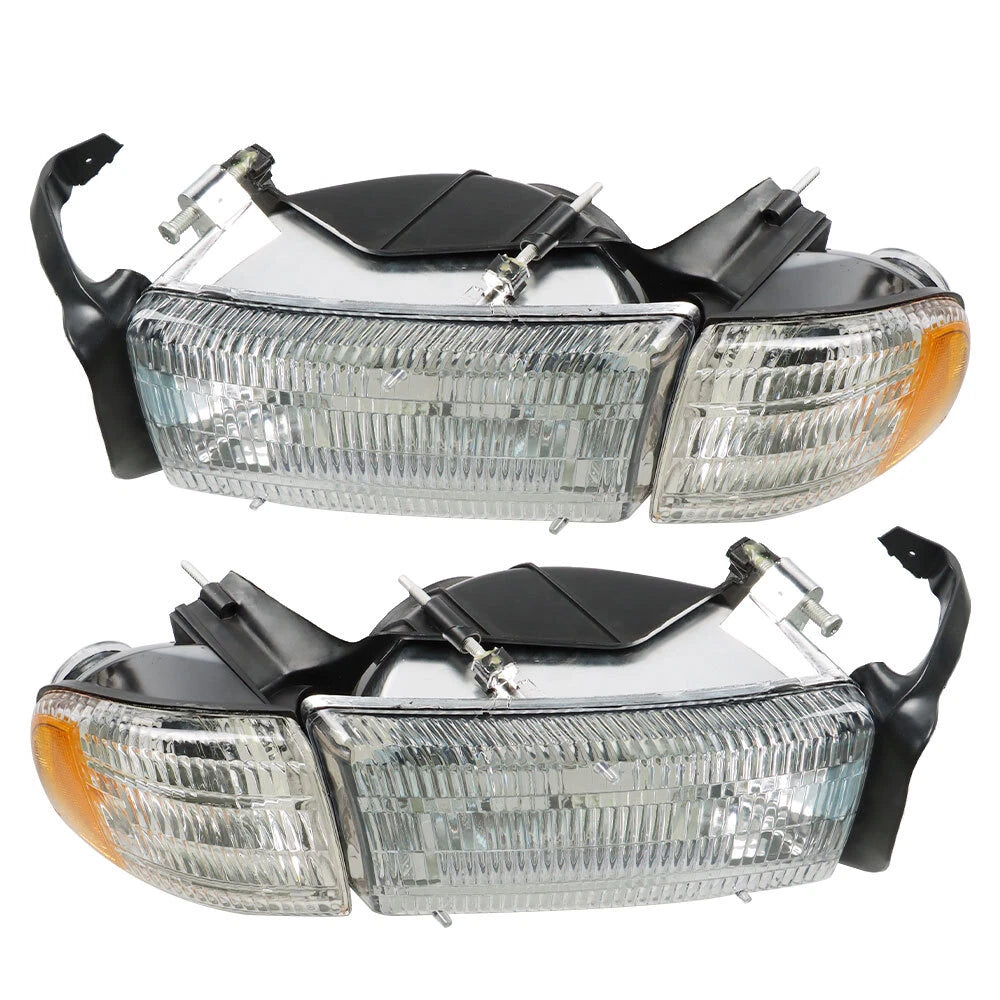 Set of 2 Chrome Headlights for Dodge Ram 1500 2500 3500 (1994–2002)