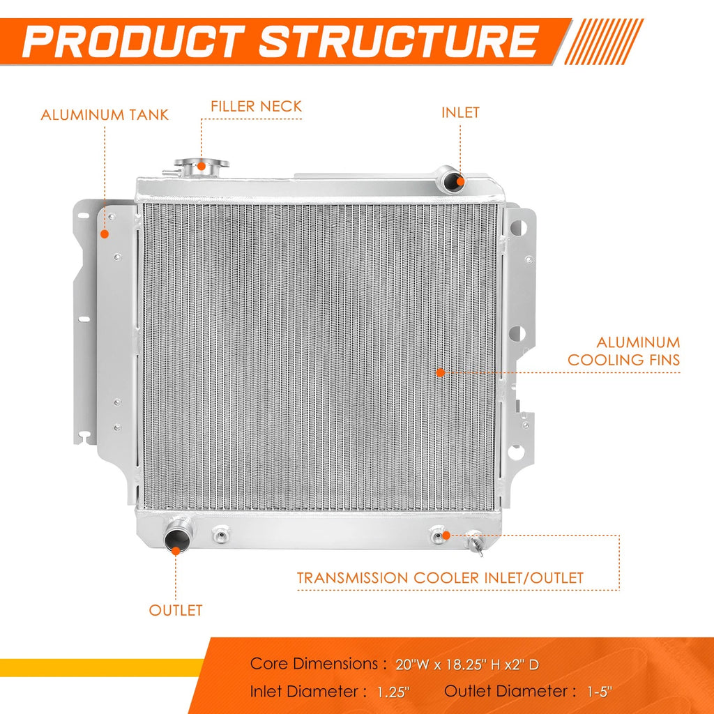 Full Aluminum Core 3-Row Racing Radiator for Jeep Wrangler YJ/TJ (1987–2006)