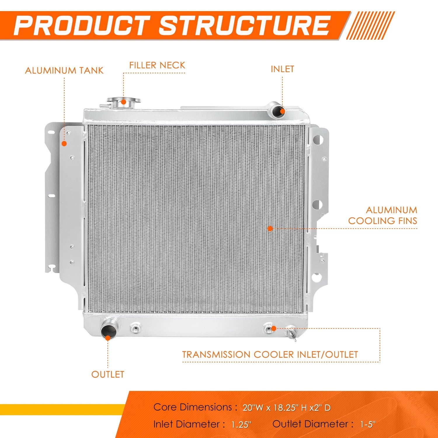 Full Aluminum Core 3-Row Racing Radiator for Jeep Wrangler YJ/TJ (1987–2006)