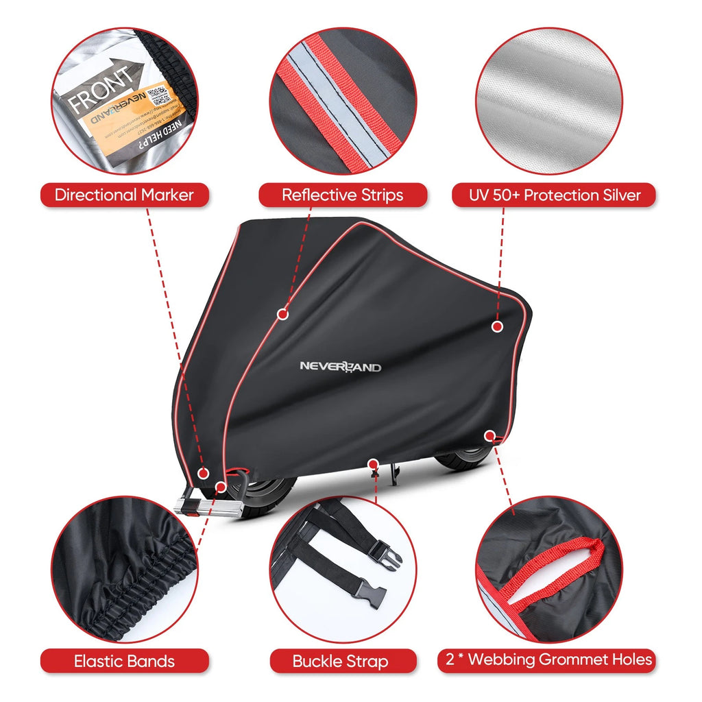 2XL Waterproof Motorcycle Cover with Reflective Stripe for All Models