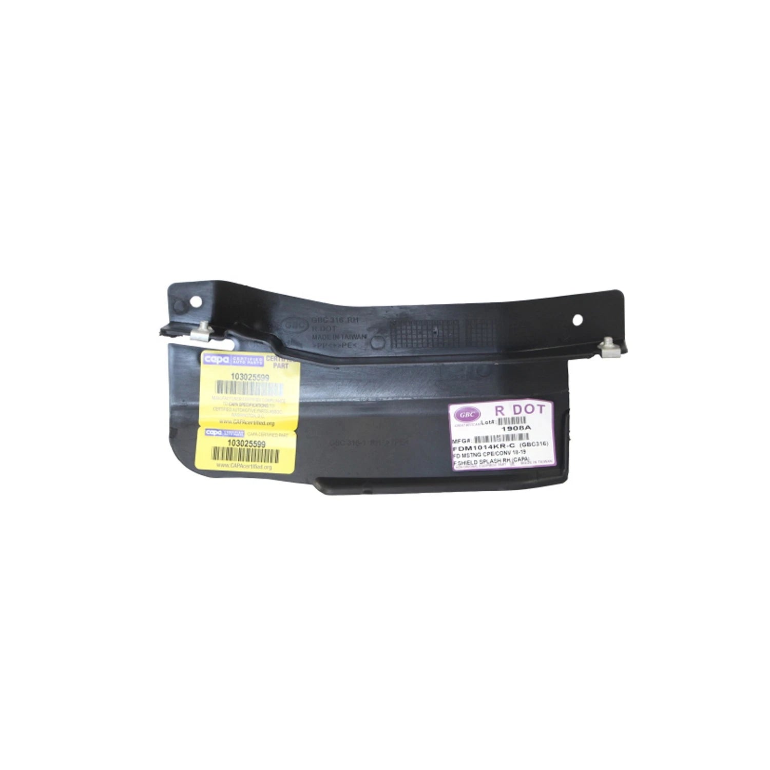 Replacement Polyethylene/Polypropylene Front Passenger Side Fender Splash Shield