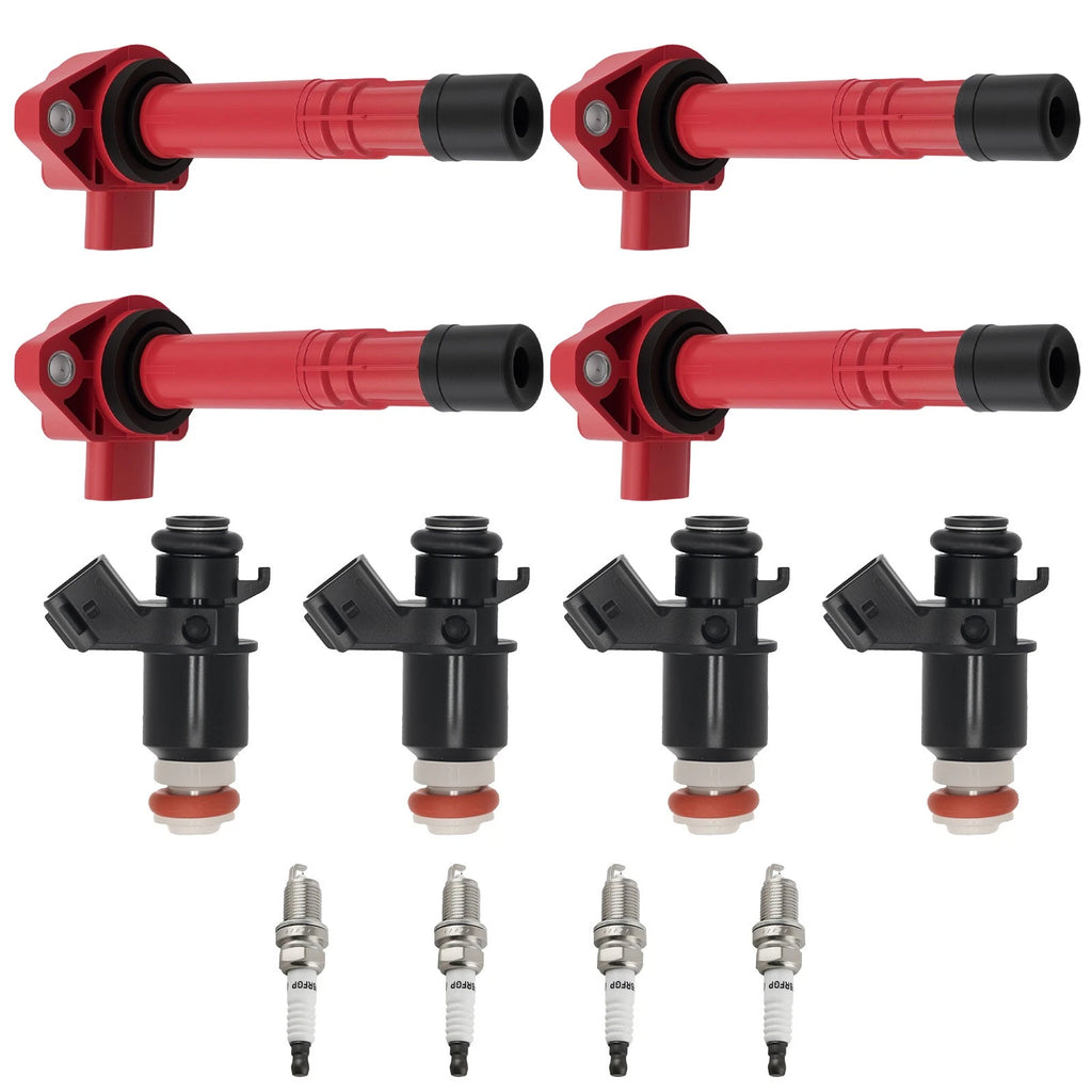 Set of 4 Fuel Injectors + Ignition Coils + Spark Plugs for Honda Civic (2001–2005)
