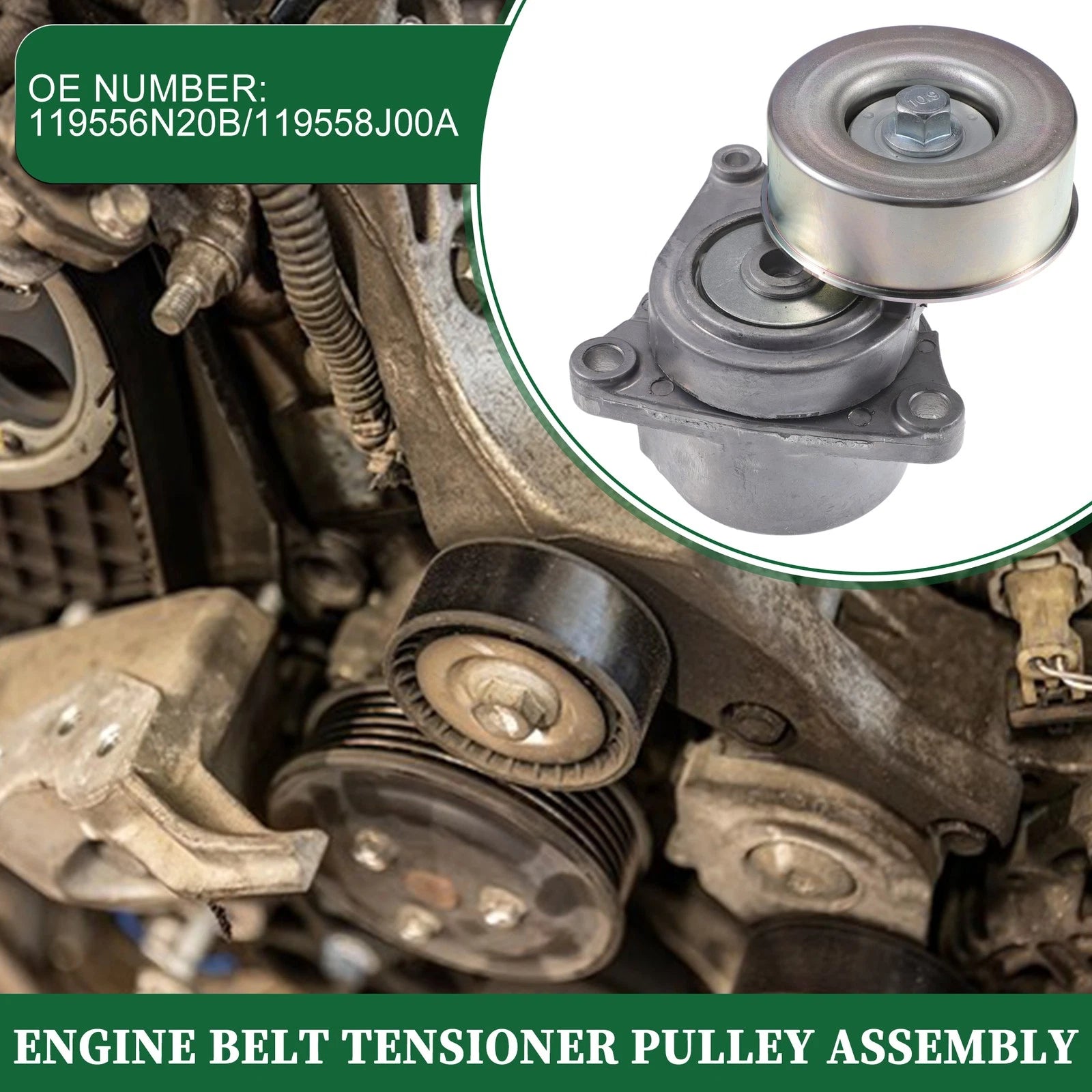 Engine Belt Tensioner Pulley Assembly for Nissan Altima (2002–2013) No. 119556N20B