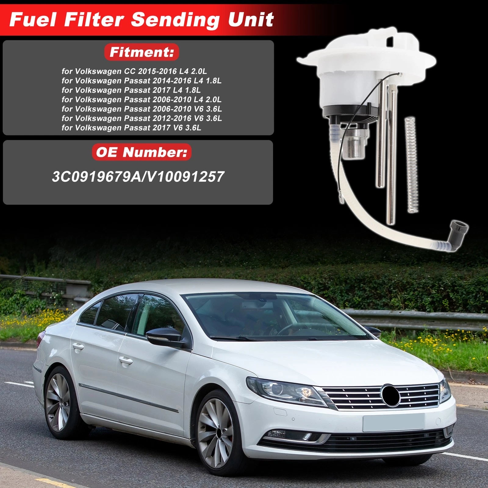 Fuel Filter Assembly for Volkswagen CC (2015–2016) 3C0919679A Metal Plastic