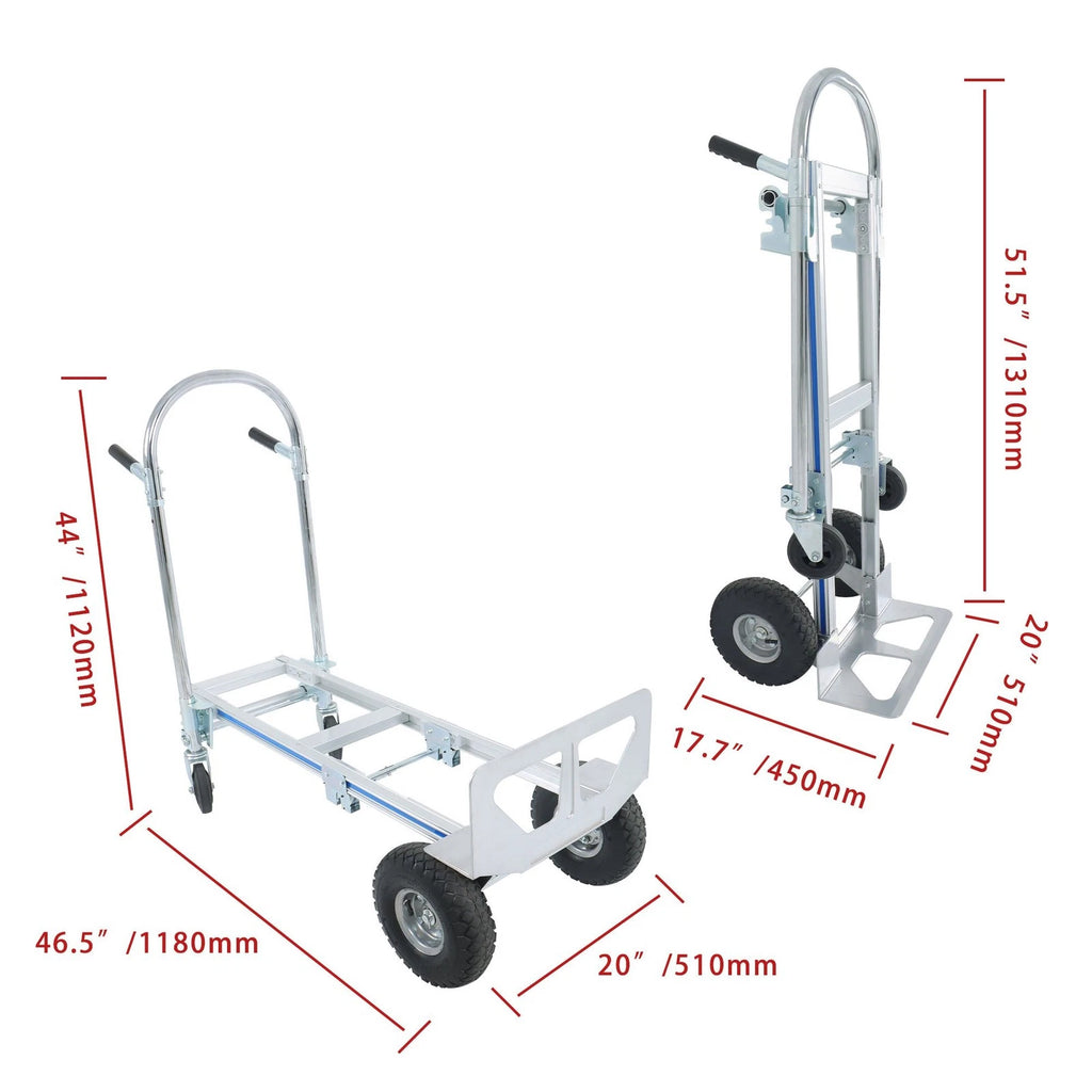 2-in-1 Aluminum Hand Truck for Heavy Duty Use