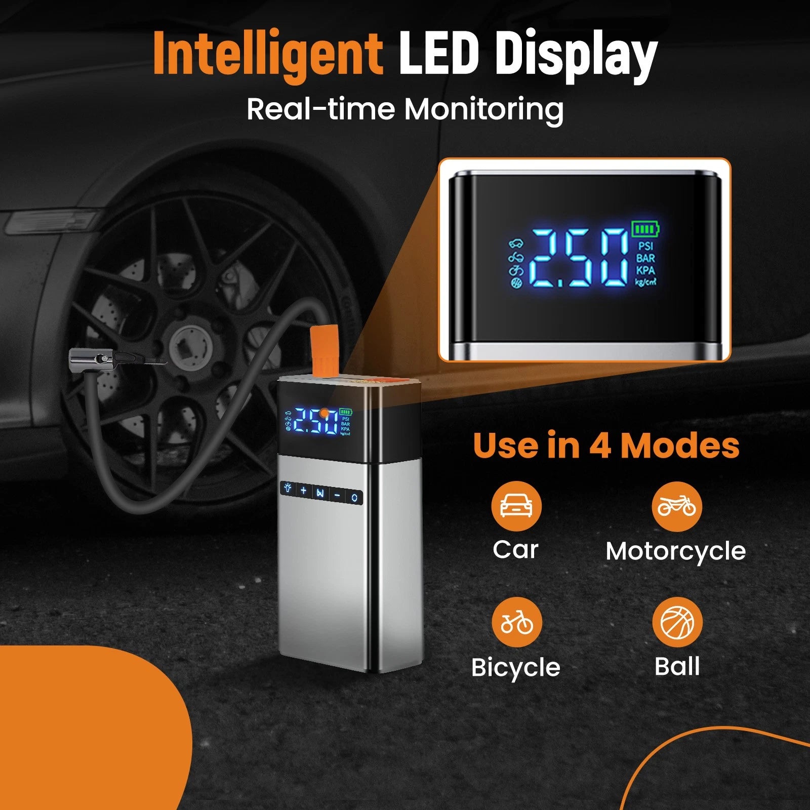 Jump Starter 18000 mAh Portable Battery Booster with LED Light for Vehicles