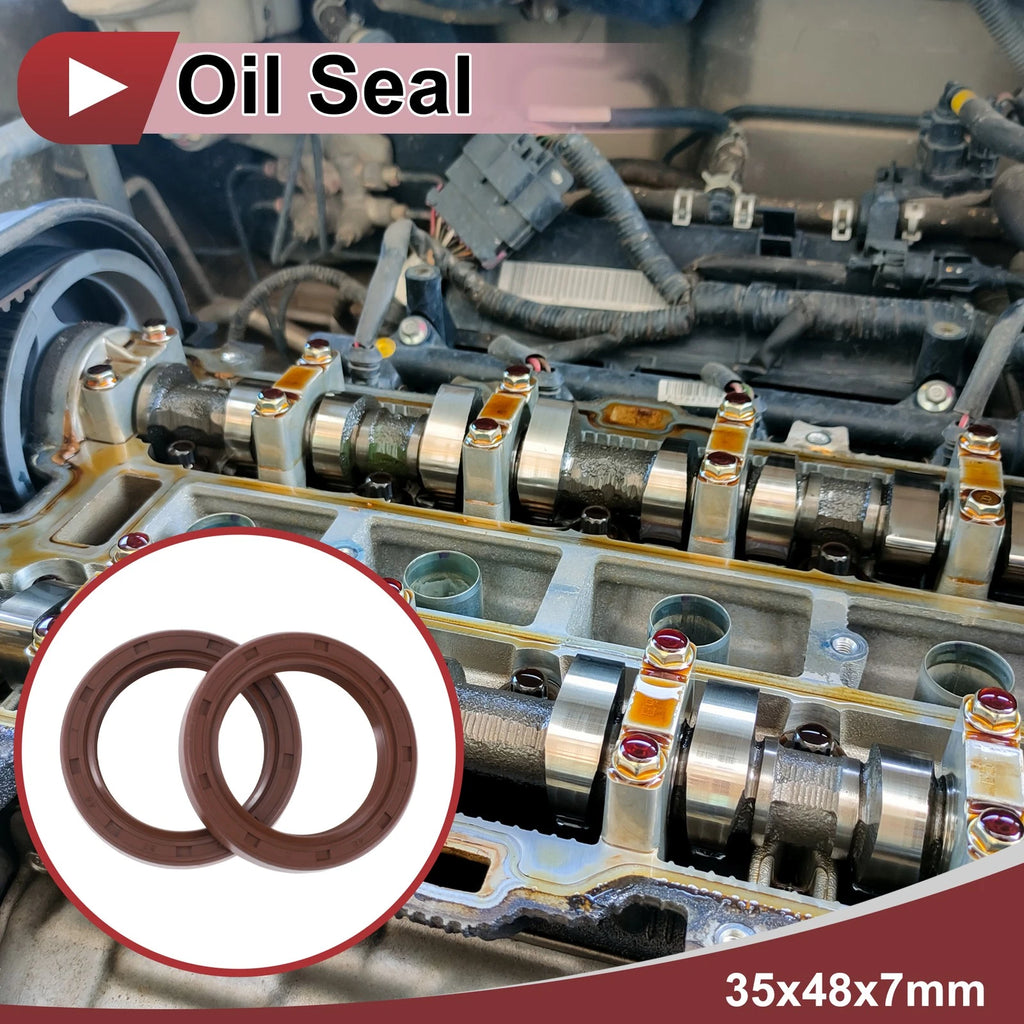 2X Oil Seal Rotary Shaft Seal for Various Models (35x48x7mm) FKM Rubber