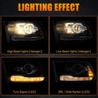 Black Projector Headlights with LED DRL for Dodge Ram 1500 2500 3500 (2009–2018)