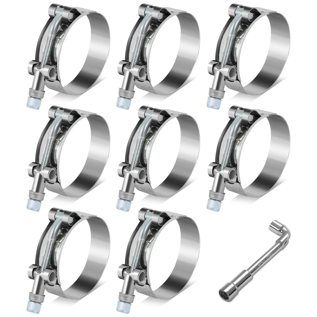 8PC 2.25" Stainless T-Bolt Clamp Set for Turbo Exhaust Intercooler