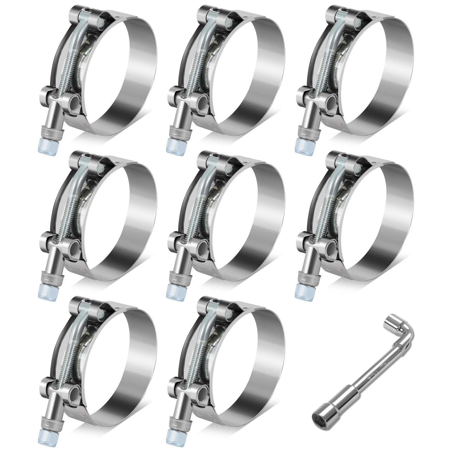 8PC 2.25" Stainless T-Bolt Clamp Set for Turbo Exhaust Intercooler