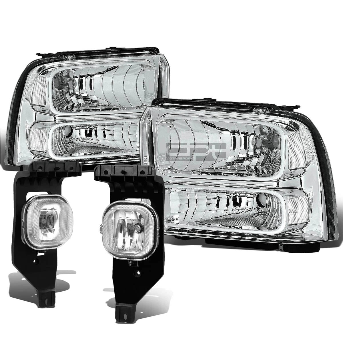 Chrome Clear Headlight + Turn Signal Lamp + OE Bumper Fog Light for Super Duty (2005–2007)